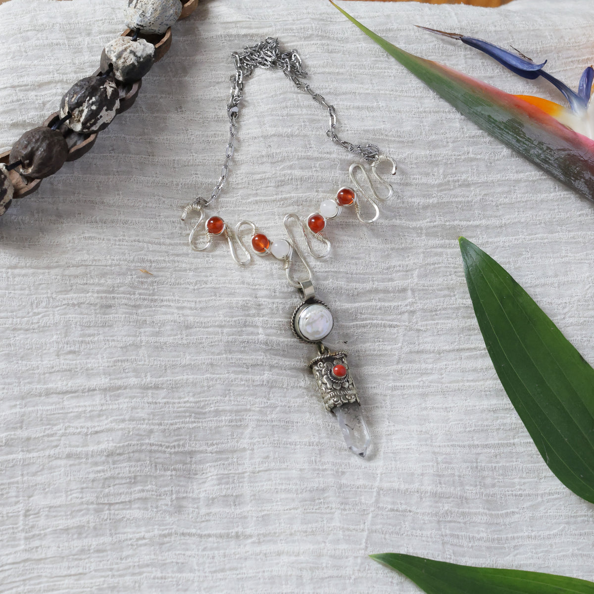 Malleata Collection- Silver Pearl & Quartz