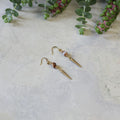 Brass Spike Earrings- Brown Banded Agate