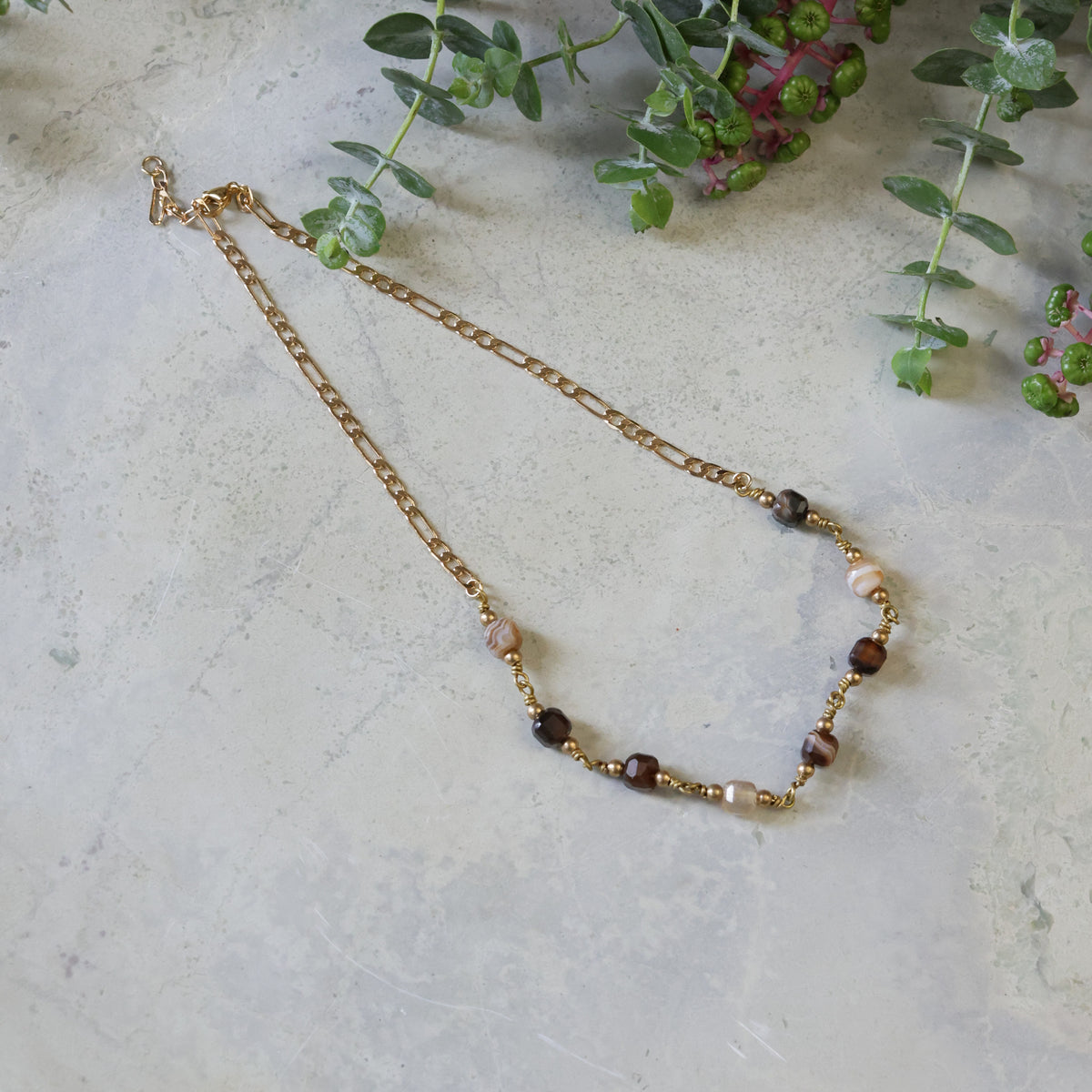 Necklace-Brown Banded Agate