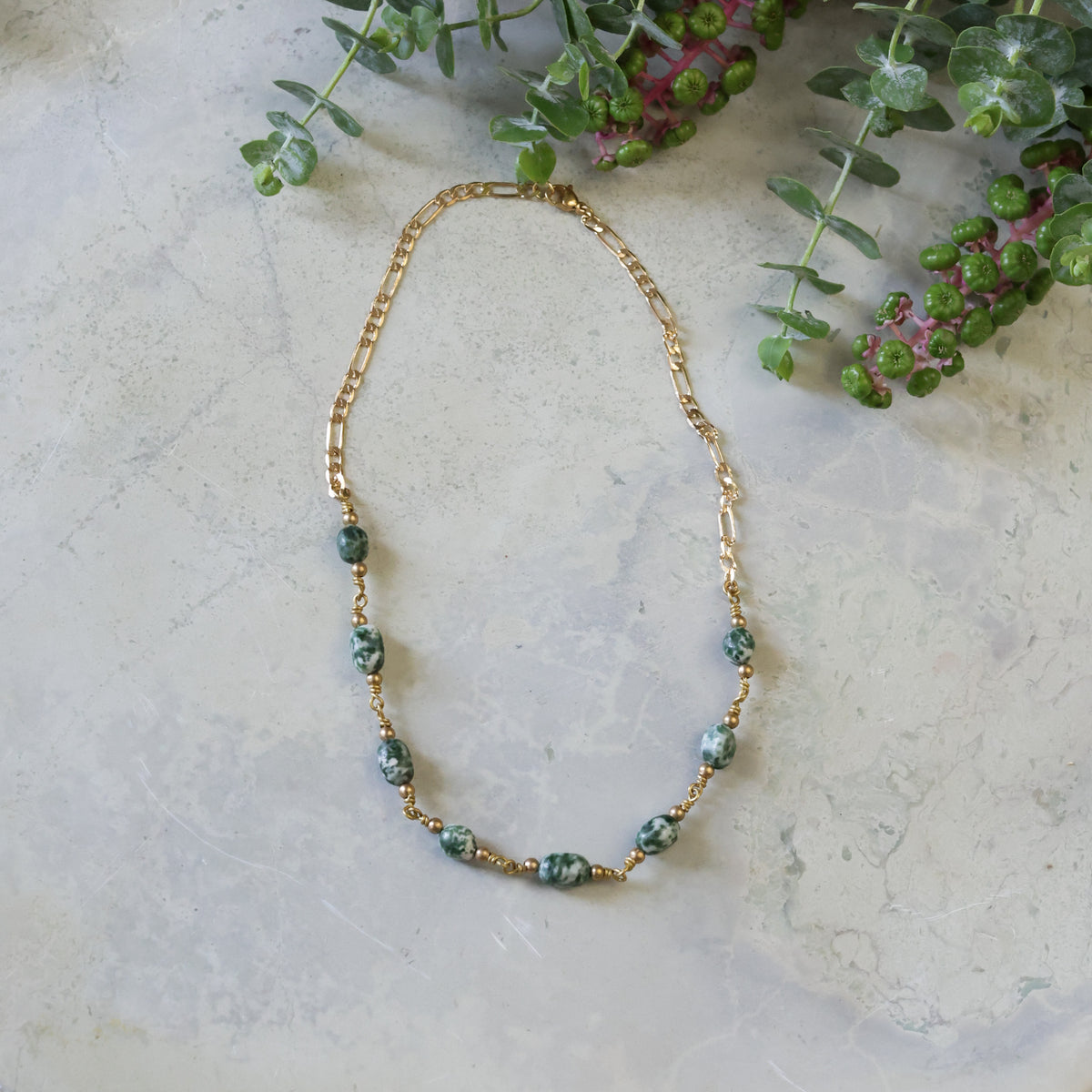 Necklace- Green Spot Jasper