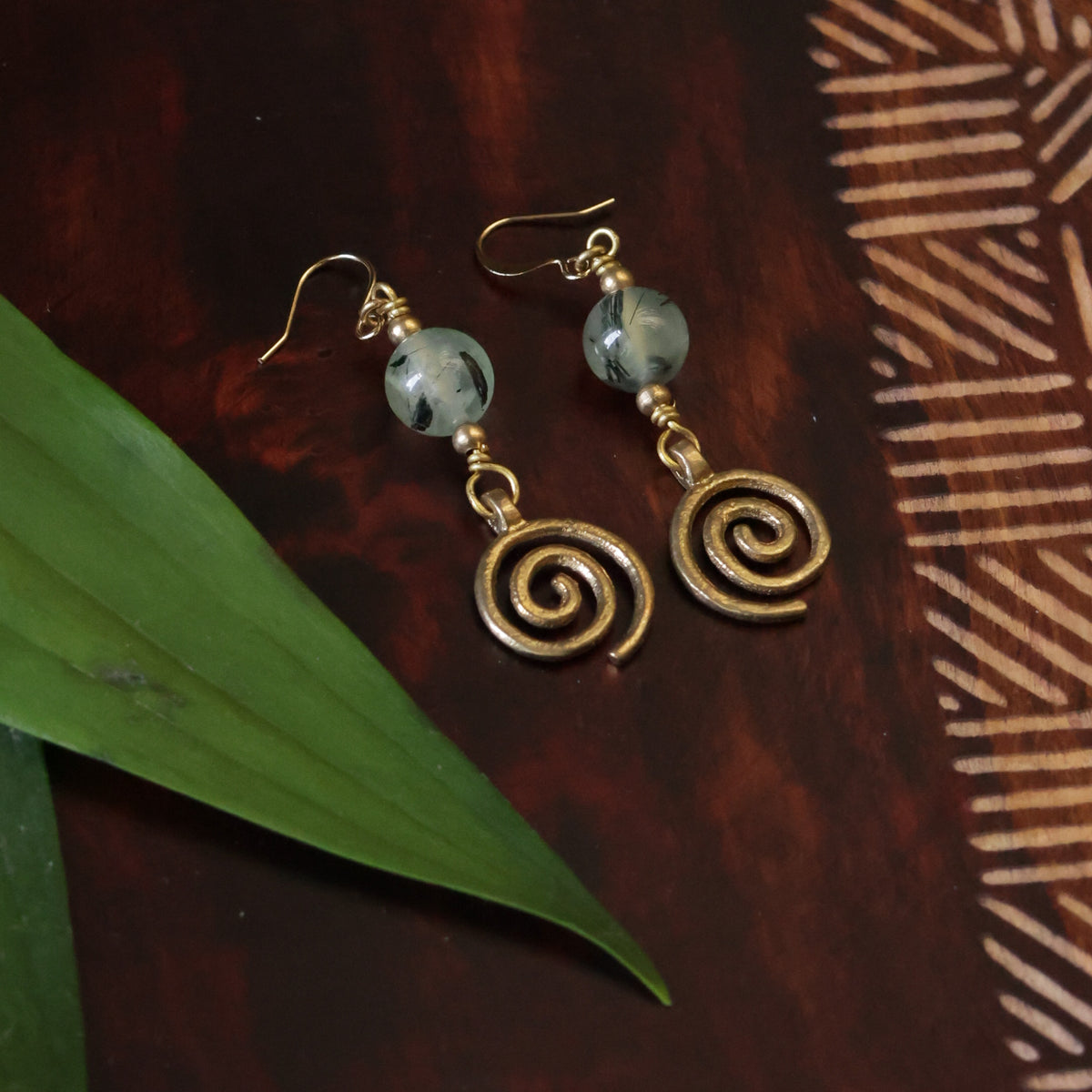 Earrings- Prehnite Spiral