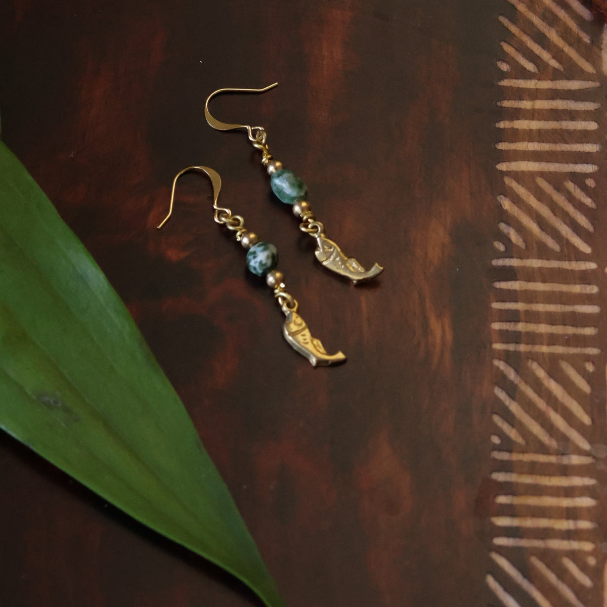 Earrings- Green Sardines